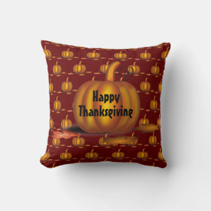Moderner Burgund-Erntedank Pumpkin Kissen