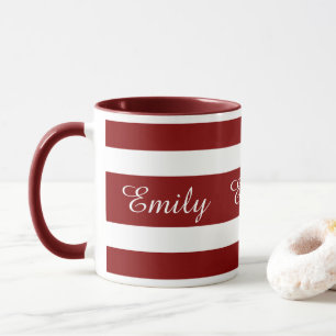 Moderner Burgunderstreifen-Name Tasse
