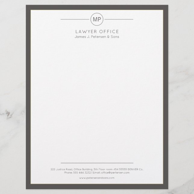 Moderner Büroanwalt, dunkelgrau, Monogramm Briefbogen (Vorderseite)