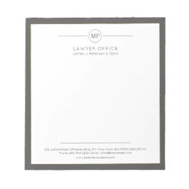 Moderner Büroanwalt, dunkelgrau, Monogramm Notizblock