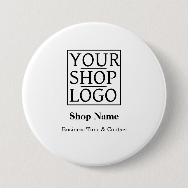 Moderner Business Shop Minimalistisch Weiß Button (Vorderseite)