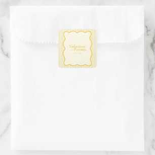 Moderner Butter-Gelber Hochzeitsticker Quadratischer Aufkleber