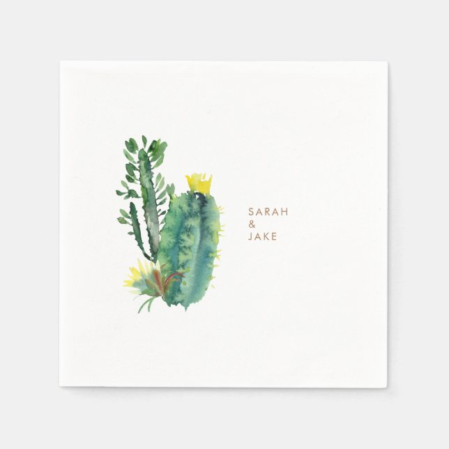 Moderner Cactus Wedding Cocktail Serviette (Vorderseite)