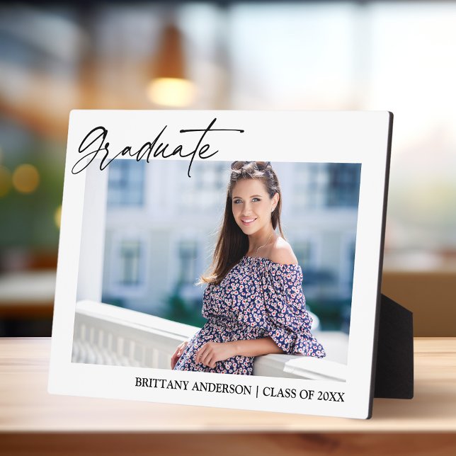 Moderner Calligraphy Ink Foto Abschluss Fotoplatte (Customize to change background color.)