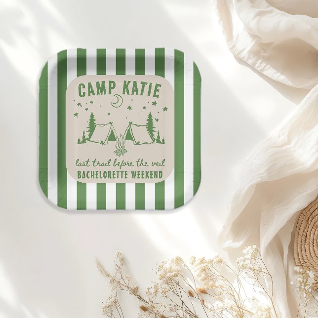 Moderner Camp-Junggeselinnen-Abschied Pappteller (Von Creator hochgeladen)