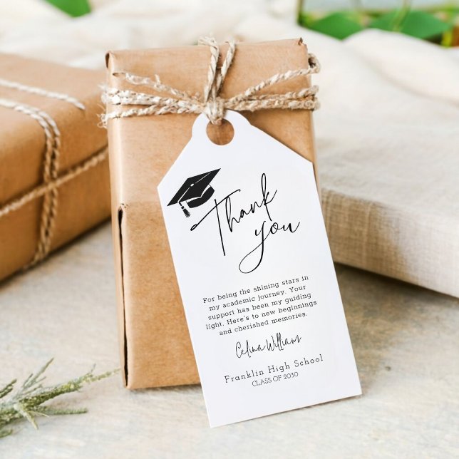 Moderner Cap Abschluss Vielen Dank für Ihr Interes Geschenkanhänger (Make your appreciation a classic statement. Customize your thank you favor tag today!)