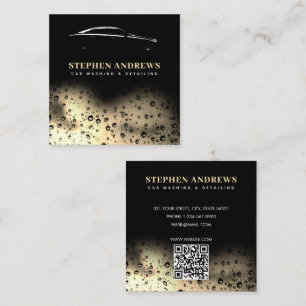 Moderner Car Wash Automotive Reinigung QR Code Gol Quadratische Visitenkarte
