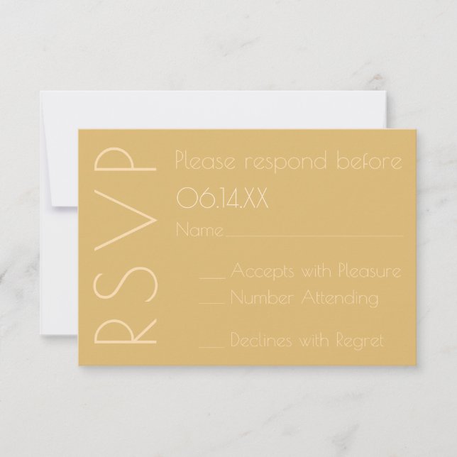 Moderner Champagne Monotone Wedding RSVP (Vorderseite)