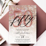 Moderner Champagner-Glitzer 50. Geburtstag Einladung<br><div class="desc">Mit diesen schicken und trendigen Einladungen laden Familie und Freunde zum 50. Geburtstag ein. Design mit Champagner funkelnd Glitzer Textur,  fünfzig in trendigen handgeschriebenen Skripte in Schwarz und Rose Gold Farbe. Personalisieren Sie Ihre Daten in Blockschrift Hauptstadt.</div>