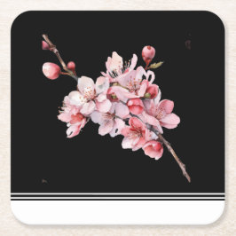 Moderner Cherry Blossom Black Paper Untersetzer