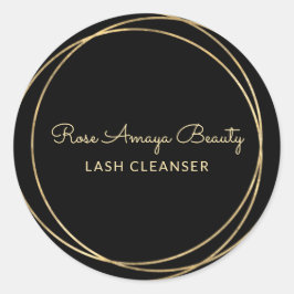 Moderner Chic Black and Gold Script Lash Cleanser Runder Aufkleber