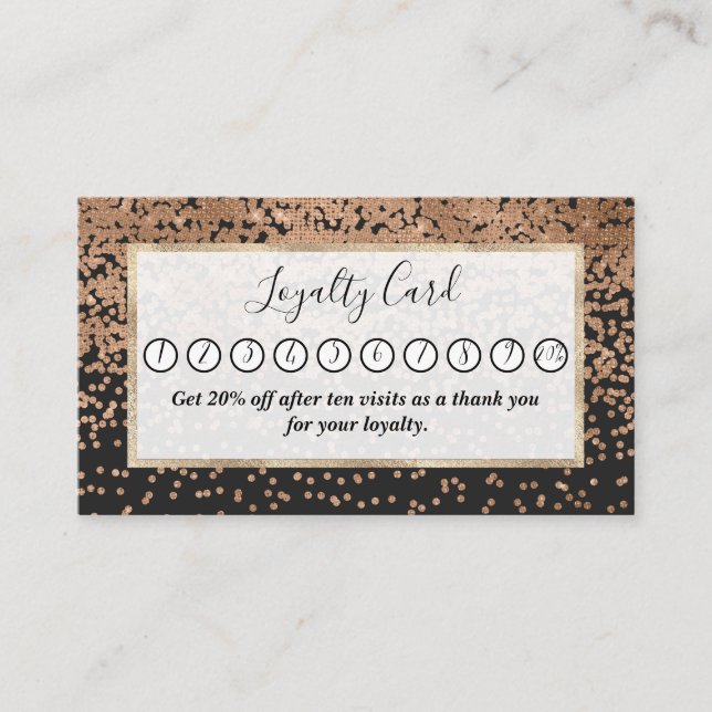 Moderner Chic Black Gold Polka Dot Black Confetti Treuekarte (Vorderseite)