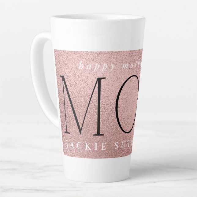 Moderner CHIC Blush Foil Pink Happy Mothers Day Milchtasse (Linke Ecke)