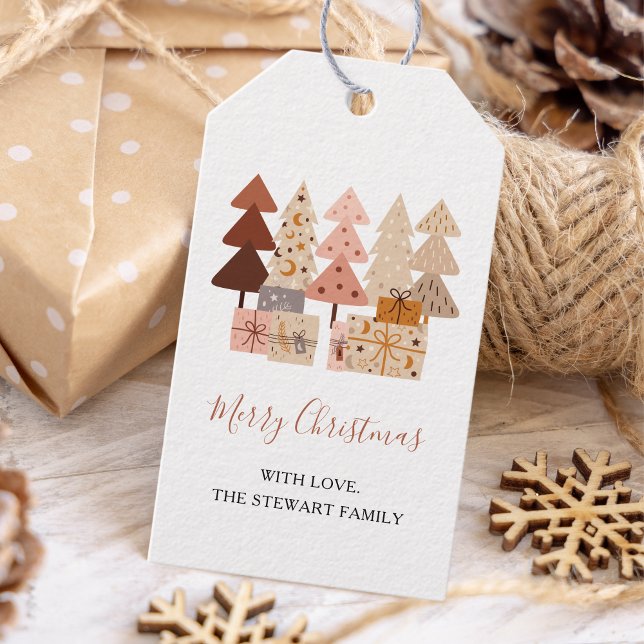 Moderner Chic Boho Weihnachtsbaumen Urlaub Geschenkanhänger (Von Creator hochgeladen)