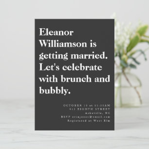 Moderner Chic Bold Black Typografy Bridal Brunch Einladung
