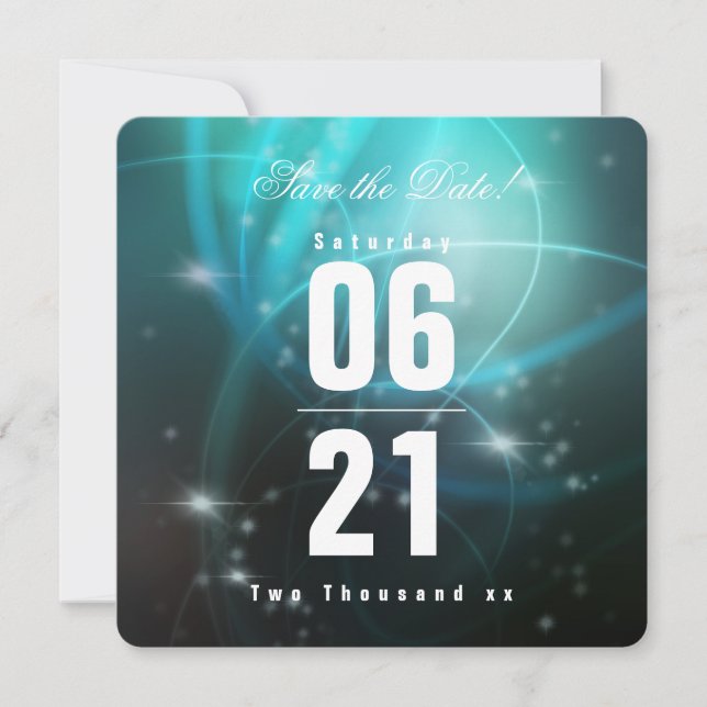 Moderner Chic Deep Sea Aqua Bokeh mit Typografie (Vorderseite)