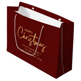 Moderner Chic Elegante Maroon Goldenes Glück Große Geschenktüte