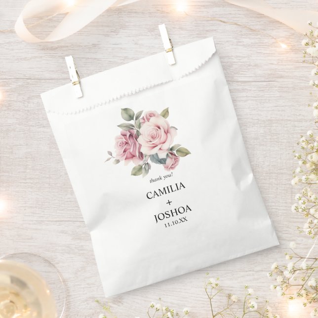 Moderner Chic Elegante Romantische Rosa Hochzeit Geschenktütchen (Ausgeschnitten)