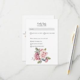 Moderner Chic Elegante Romantische Rosa Hochzeit RSVP Karte