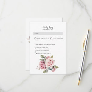 Moderner Chic Elegante Romantische Rosa Hochzeit RSVP Karte