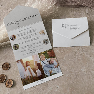 Moderner Chic frohe Weihnachten Multi Foto Urlaub All In One Einladung