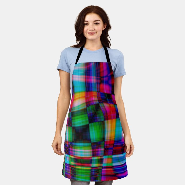 Moderner Chic Funky Tartan Kariert Schürze (Getragen)