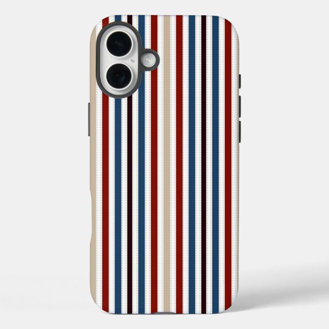 Moderner Chic gestreift iPhone 16 Plus Hülle (Rückseite)