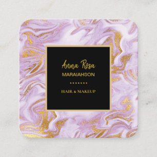 *~* Moderner Chic Gold Foil Veins Lavendel Quadratische Visitenkarte