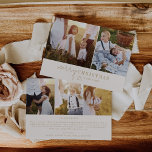 Moderner Chic | Gold Foto Collage Weihnachtsnachte Feiertagskarte<br><div class="desc">Diese moderne schicke Weihnachtsgeschenkkarte aus Gold ist der perfekte Begrüßungsgeschmack für einen stilvollen Foto. Dieses schlichte Boho-Design zeichnet sich durch klassische, raffinierte Kalligraphie in Vintagem Gold und Creme aus. Personalisieren Sie die Karte mit 5 Fotos (2 vorne und 3 hinten), Familienname, Vornamen und Jahr. Geben Sie auf der Kartenrückseite ein...</div>