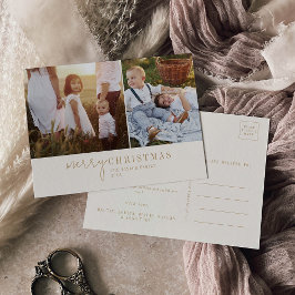 Moderner Chic | Gold Foto Collage Weihnachtsnachte Feiertagspostkarte