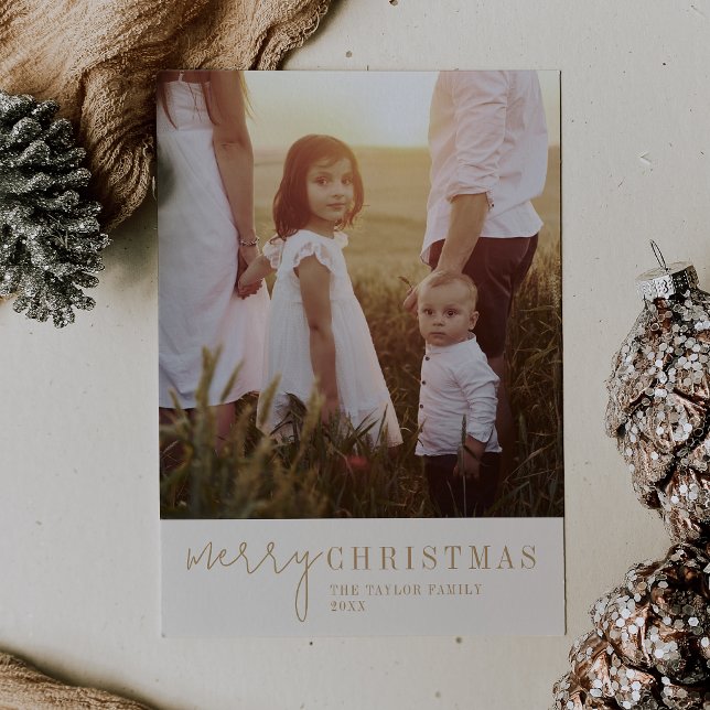 Moderner Chic | Gold Frohe Weihnachten Foto (Von Creator hochgeladen)