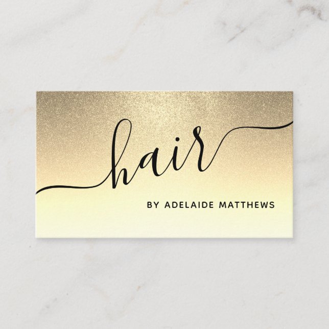 Moderner Chic Gold Glitzer Friseur Friseursalon Visitenkarte (Vorderseite)