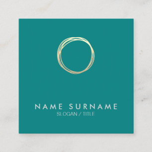 Moderner Chic-Goldkreis-aquamarine quadratische Visitenkarte
