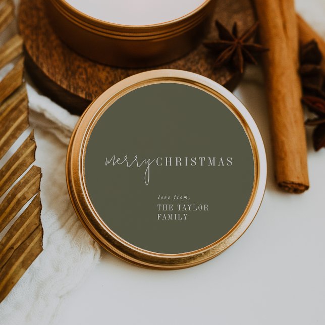 Moderner Chic | Green Frohe Weihnachtsgeschenk Runder Aufkleber (Von Creator hochgeladen)