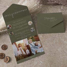 Moderner Chic | Green MerChristmas Multi Foto All In One Einladung