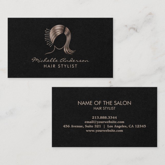 Moderner Chic Hair Stylist Schönheitssalon Bobby B Visitenkarte (Vorne/Hinten)