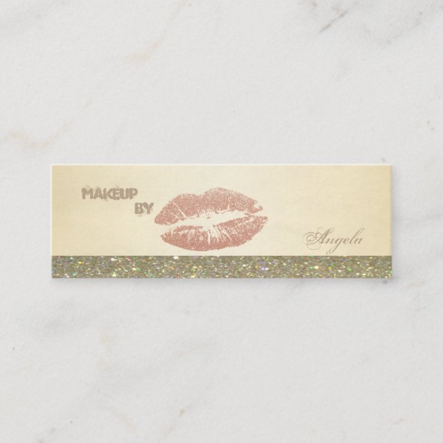 Moderner Chic Luxus Glittery Lips Mini Visitenkarte (Vorderseite)