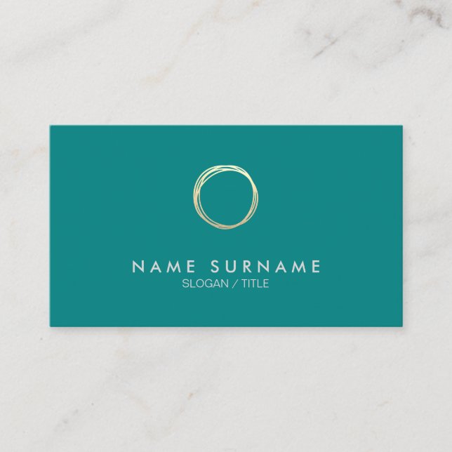 Moderner Chic-minimaler Goldkreis-aquamarine Visitenkarte (Vorderseite)