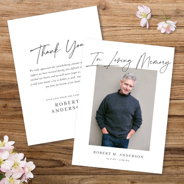 Moderner Chic Minimalistisch in Love Memory Foto C Einladung (Von Creator hochgeladen)