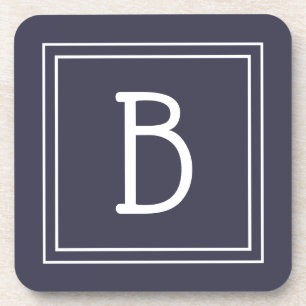 Moderner Chic Mit Monogramm Dark Blue & White Init Getränkeuntersetzer