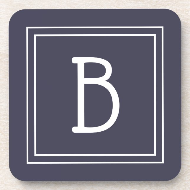 Moderner Chic Mit Monogramm Dark Blue & White Init Getränkeuntersetzer (Vorderseite)