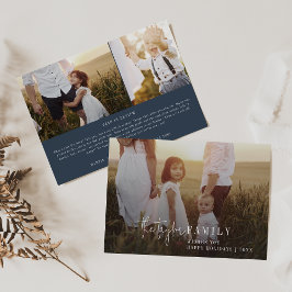 Moderner Chic | Navy Blue Foto Overlay Family News Feiertagskarte