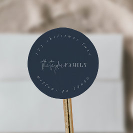 Moderner Chic | Navy Family Circle Rücksendeadress Runder Aufkleber