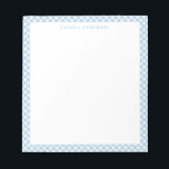 Moderner Chic Pastel Dusty Blue Gingham Karierter  Notizblock<br><div class="desc">Moderner Pastel Light Dusty Blue Gingham Karierter Karo Notepad</div>