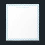 Moderner Chic Pastel Light Blue Gingham Karierter  Notizblock<br><div class="desc">Modernes Pastel Light Blue Gingham Karierter Karo Notepad</div>