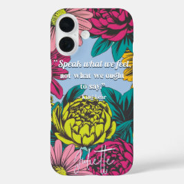 Moderner Chic Pop Art Blumenzitat iPhone 16 Hülle
