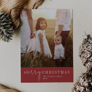Moderner Chic   Red Merry Christmas Foto Feiertagskarte
