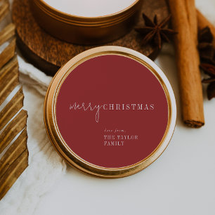 Moderner Chic   Red Merry Weihnachtsgeschenk Runder Aufkleber