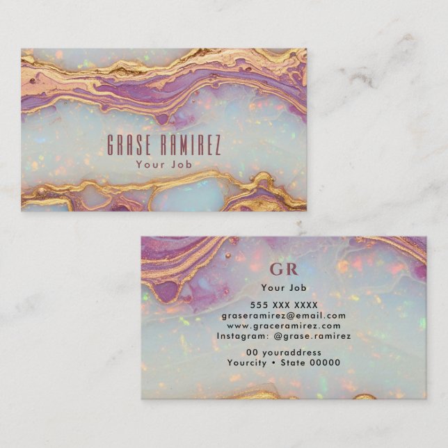Moderner Chic | Rose Gold Opal-Visitenkarte Visitenkarte (Vorne/Hinten)