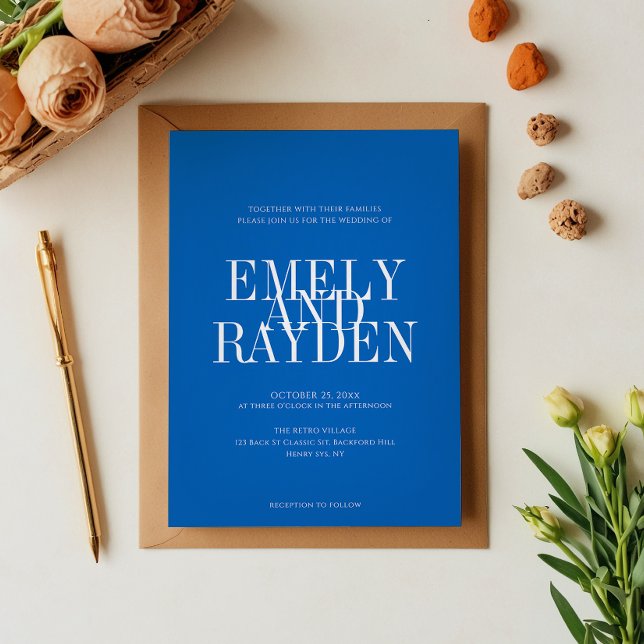 Moderner Chic Sapphire Blue QR Code Wedding Invita Einladung (Von Creator hochgeladen)